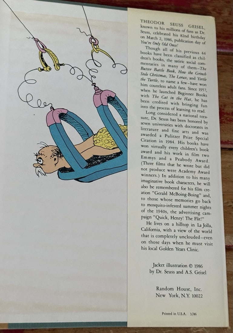 You're Only Old Once Dr. Seuss 1986 First Edition/Printing With Dust Jacket EXC - 6