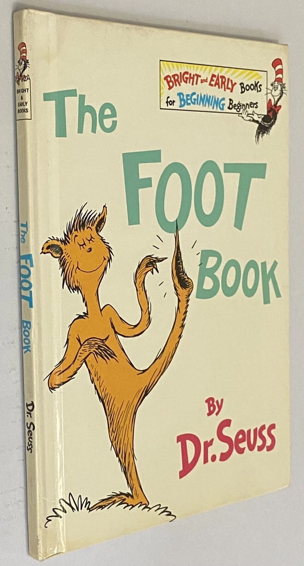 THE FOOT BOOK DR. SEUSS 1968 Grolier BClub 1ST EDITION 1ST PRINT Like NEW Cond.: THE FOOT BOOK by Dr. Seuss 1968Bright and Early Books for Beginning BeginnersRandom House/Grolier Book Club EditionFirst Edition/Printing #0123, PQ.Unpaginated.Excellent copy of this iconic Seuss book