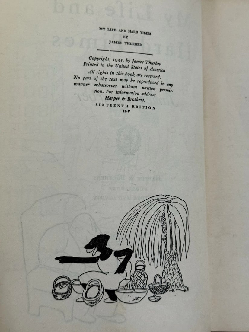 My Life and Hard Times by James Thurber 1933 1st/16th Hardback Harper & Bros H-V - 3