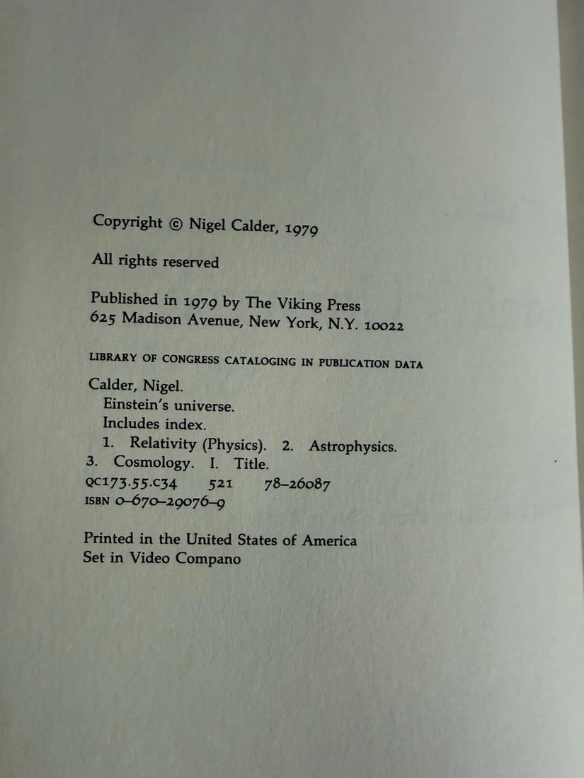 Nigel Calder EINSTEIN'S UNIVERSE 1st Edition 1st Printing 1979 Illustrated VGood - 3