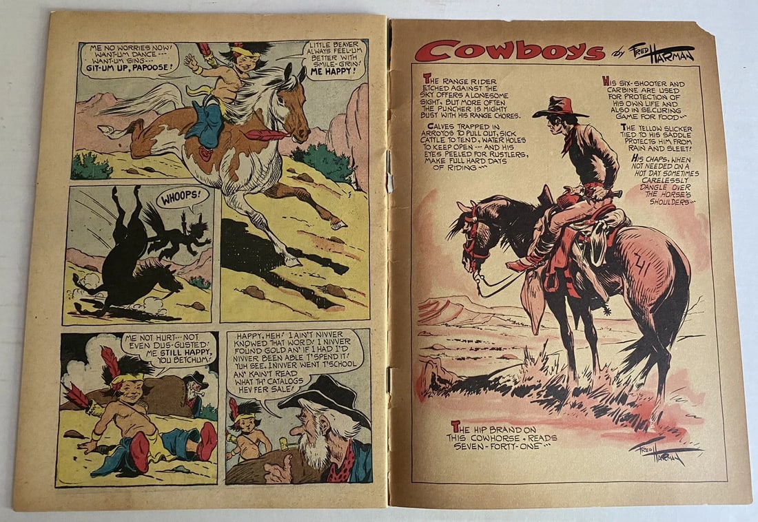 Red Ryder #38 1946-Dell-Fred Harman Art & 2 Harman Museum Flyers, Receipt Good - 4