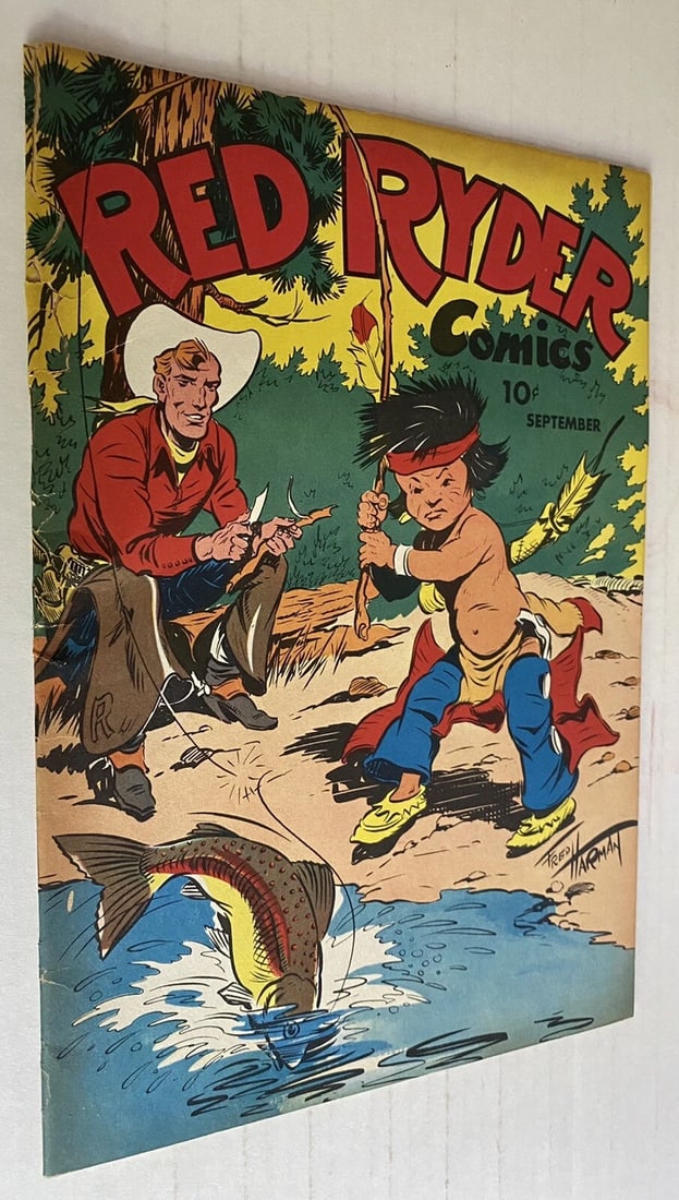 Red Ryder #38 1946-Dell-Fred Harman Art & 2 Harman Museum Flyers, Receipt Good - 6