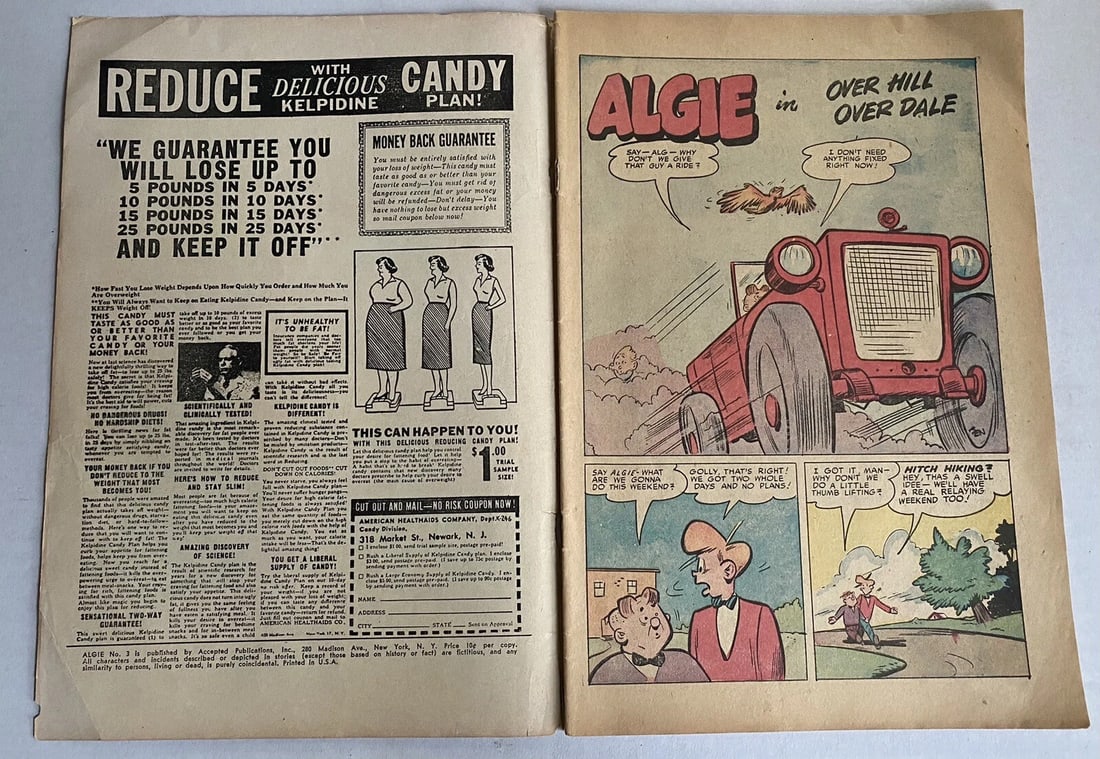 Algie #3 Town's Top Teen Accepted Publications 1955 Boarded Golden Age - 2