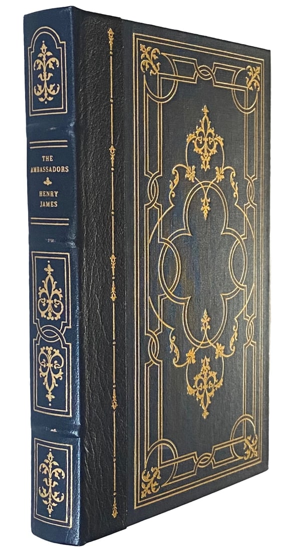 Henry James THE AMBASSADORS Franklin Library 1st Edition 1st Printing: Franklin Library The Ambassadors by Henry James 1/4 Leather with gilt edging all around, Illustrated by Mitchell Hooks with navy blue ribbon marker. Unread, beautifully bound. Marbled endpapers. Very 