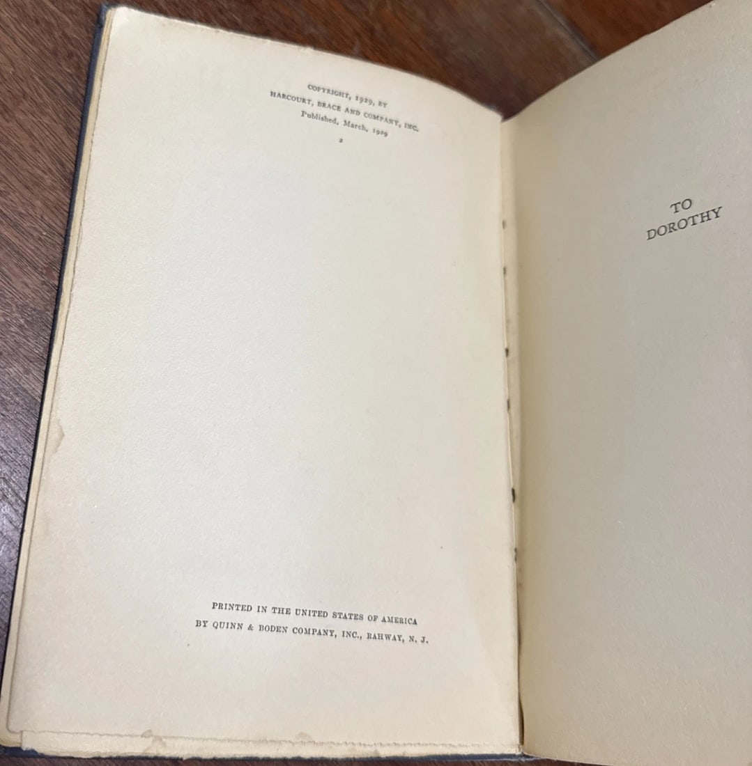 Sinclair Lewis DODSWORTH 1st Edition 1st Printing HC March 1929 Harcourt Good - 5