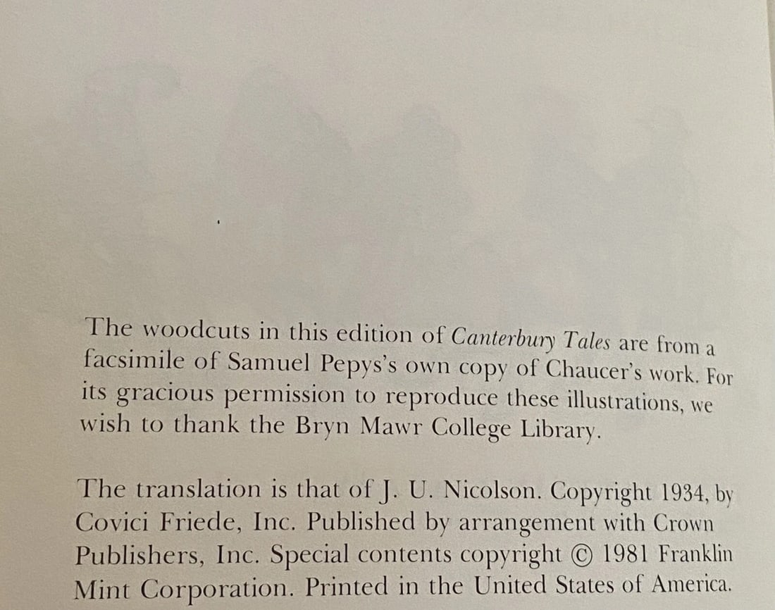 Canterbury Tales by Geoffrey Chaucer The Franklin Library Deluxe Leatherbound - 4