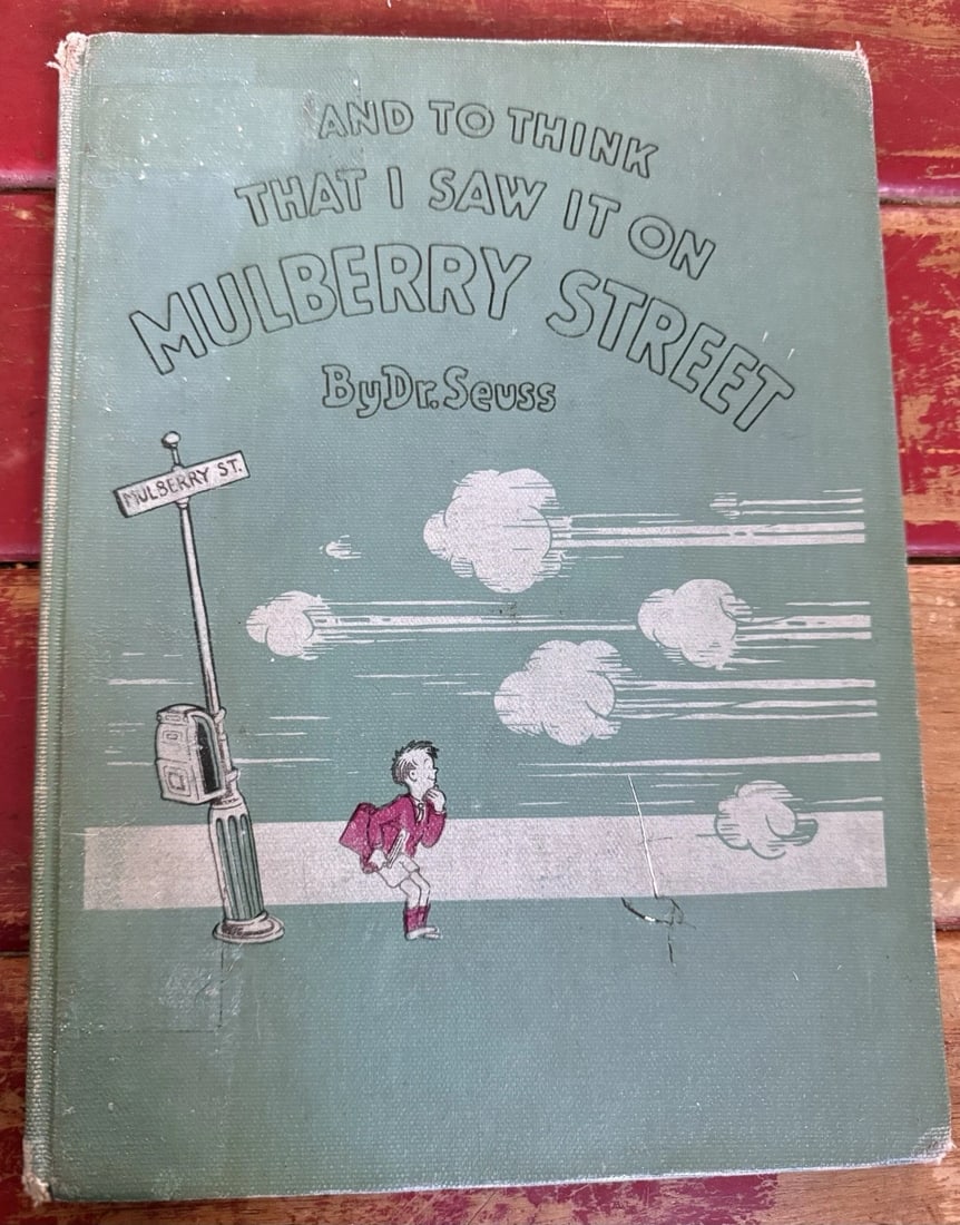 Dr.Seuss And to Think That I Saw It on Mulberry Street 1937 1st/15th ExLibris: This is a very rare first edition copy of And To Think I Saw It On Mulberry Street by Dr. Seuss. Published in 1937 by Vanguard Press. Fifteenth printing stated. Binding is tight with no missing or loo