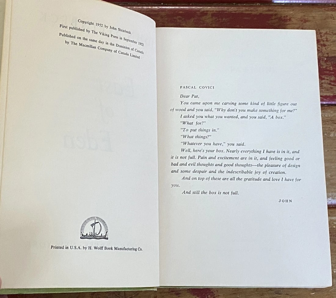EAST OF EDEN JOHN STEINBECK 1952 HC Viking FIRST EDITION with "BITE" error - 9