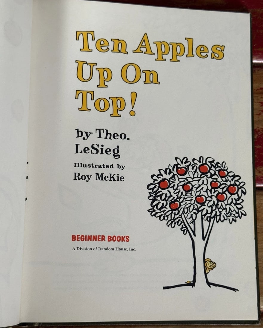 Dr. Seuss 1961 Vtg Book Club Ed Ten Apples Up On Top Theo Lesieg 1st Ed/ 1st Pr - 2