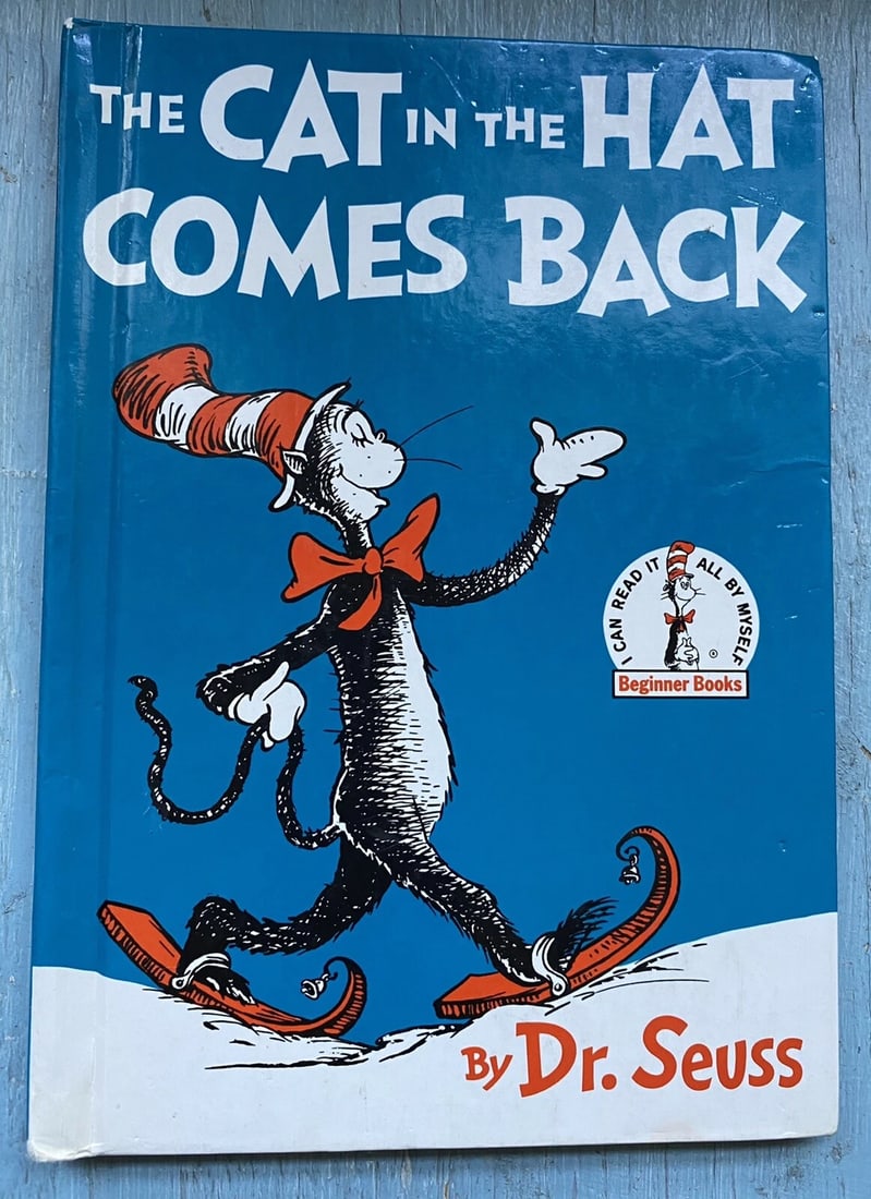 Dr Seuss The Cat In The Hat Comes Back Grolier BC 1st Edition Earl Print HC Good: THE CAT IN THE HAT RETURNS by Dr. Seuss Grolier Book Club Edition Beginner Books Random House, NY Printed: 1958 Hardcover, no DJ. Good condition. Minor wear to tips, spine ends, few dings to covers. O