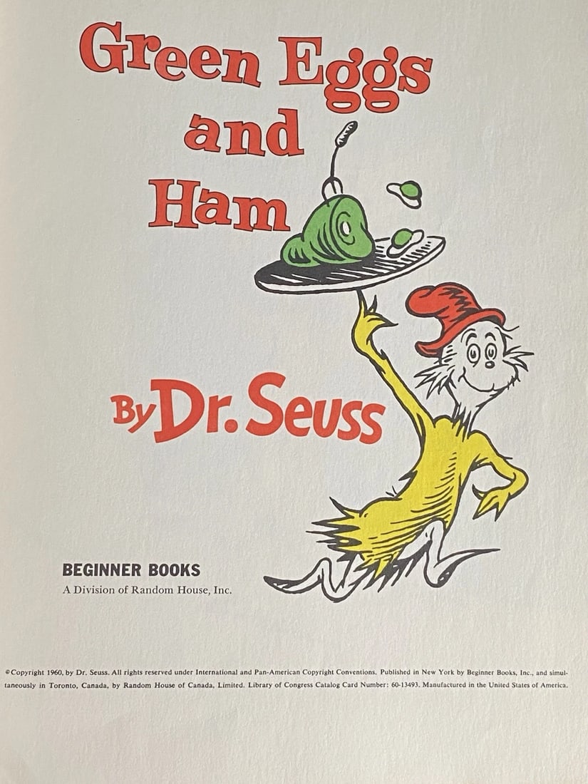 Dr. Seuss Green Eggs and Ham 1960 First Edition HC No DJ Good Condition RARE - 8
