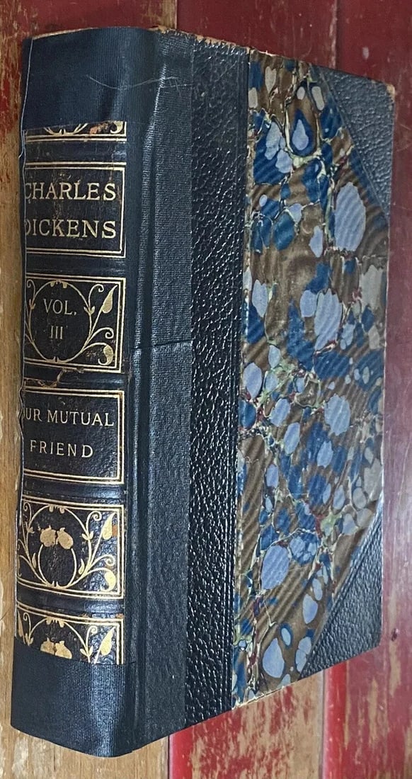 Our Mutual Friend Charles Dickens University Society Vol. III Illustrat. HC 1911: Our Mutual Friend Charles Dickens University Society Vol. III HC Illustrated. Tissue covered frontis. Marbled partial leather front board, rear board missing, marbled endpapers. Sepia colored illustra