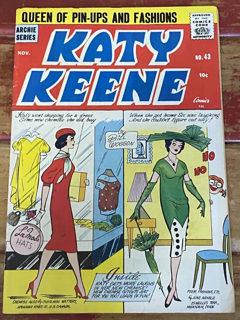 Katy Keene #43 November 1958 Silver Age Archie Comics Boarded Very Good: This is a vintage Katy Keene #43 comic book by Archie Comics, from November 1958. The single issue features artwork and cover by Bill Woggon, and follows the adventures of the popular character Katy K