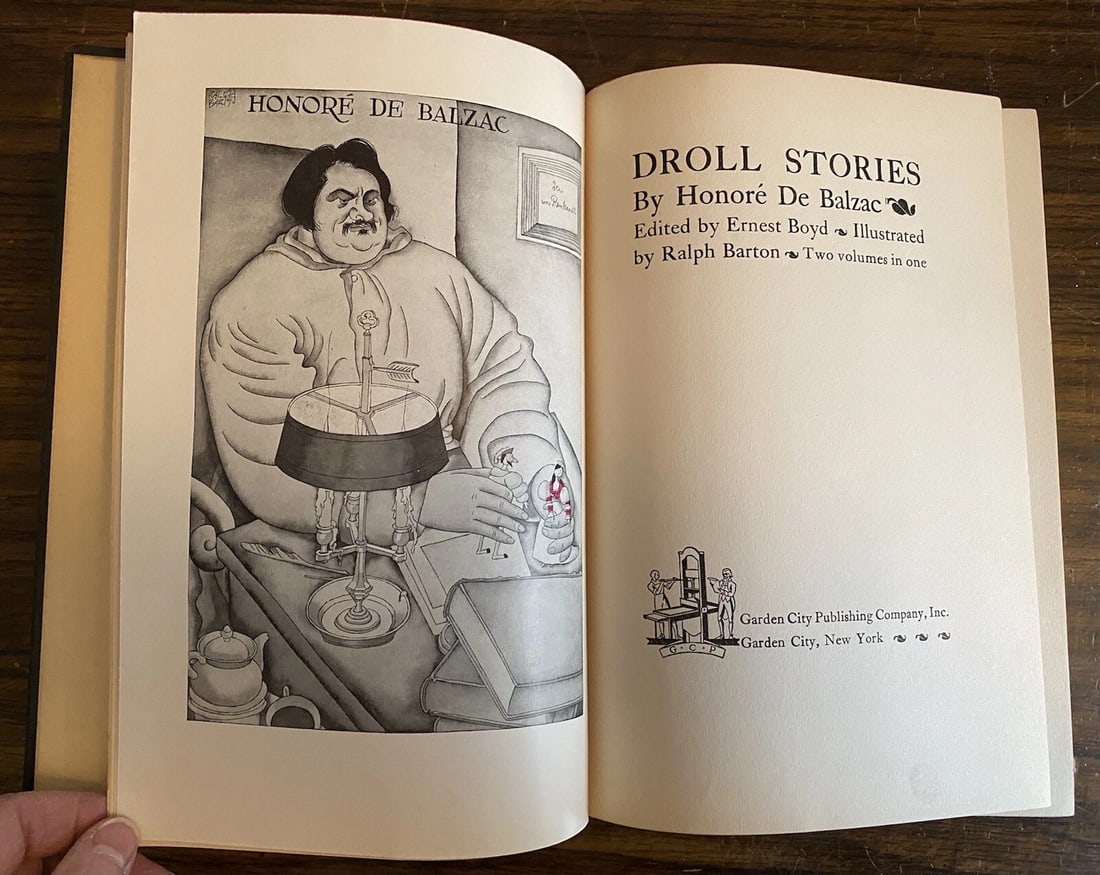 Honore De Balzac Droll Stories 1928 Garden City Press HC 1st Thus Illustrated VG: Honore De Balzac - Droll Stories -1928 Garden City Press HC 1st Thus Illustrated VG+. Cloth boards with gilt title to spine. Fantastical black/white/red illustrations, frontis. In very good plus condi