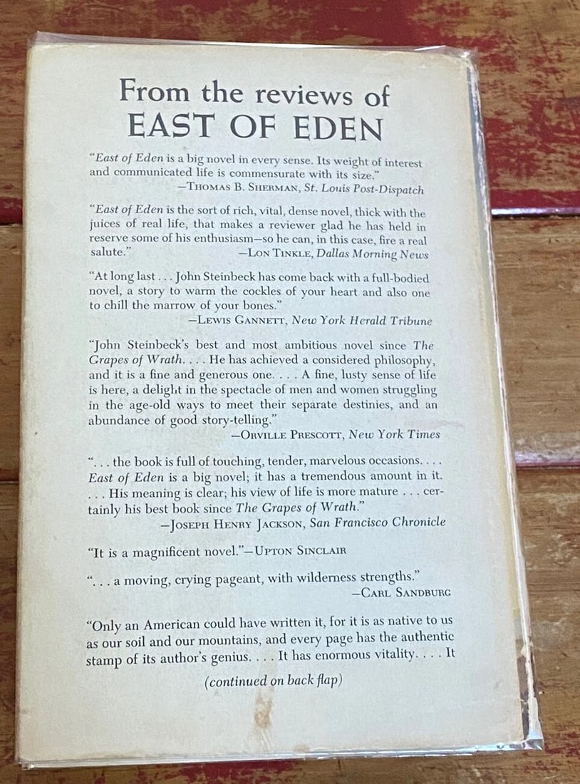 EAST OF EDEN John Steinbeck 1ST ED. 2nd PRE Publication Print HC/DJ Viking 1952 - 11