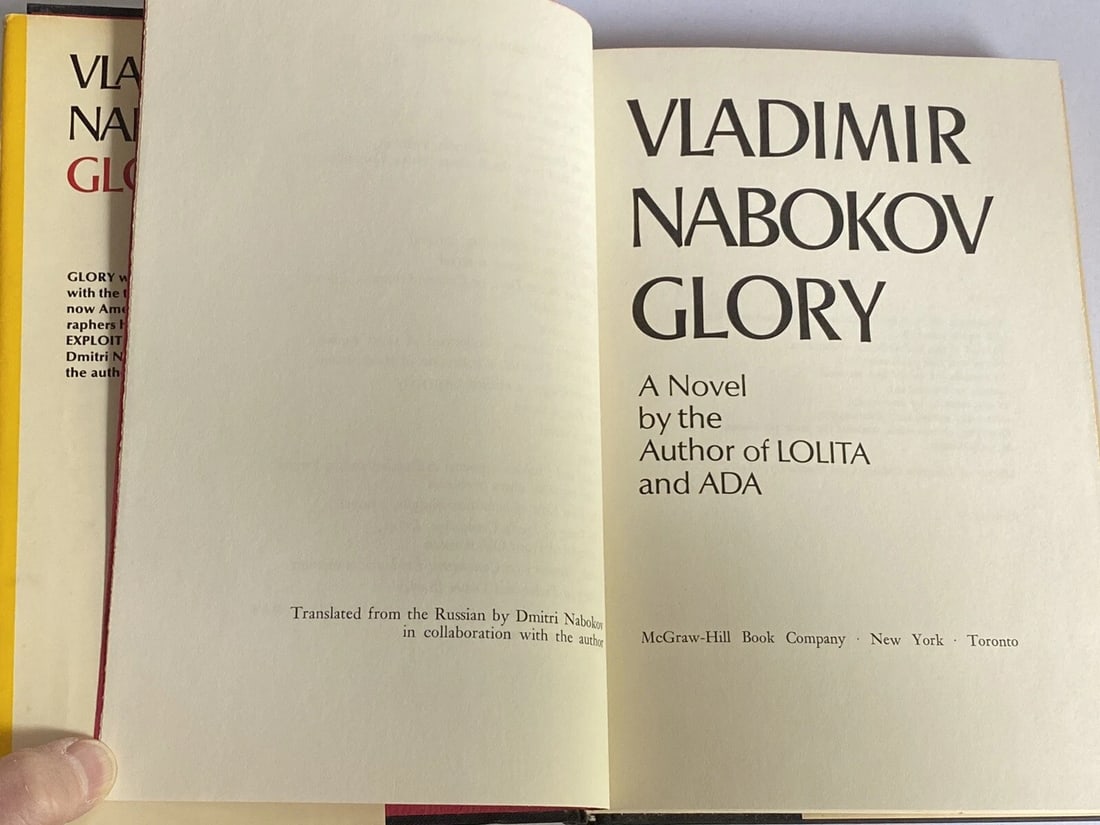 Glory by Vladimir Nabokov 1971 First American Edition HC/DJ McGraw HillVery Good - 5