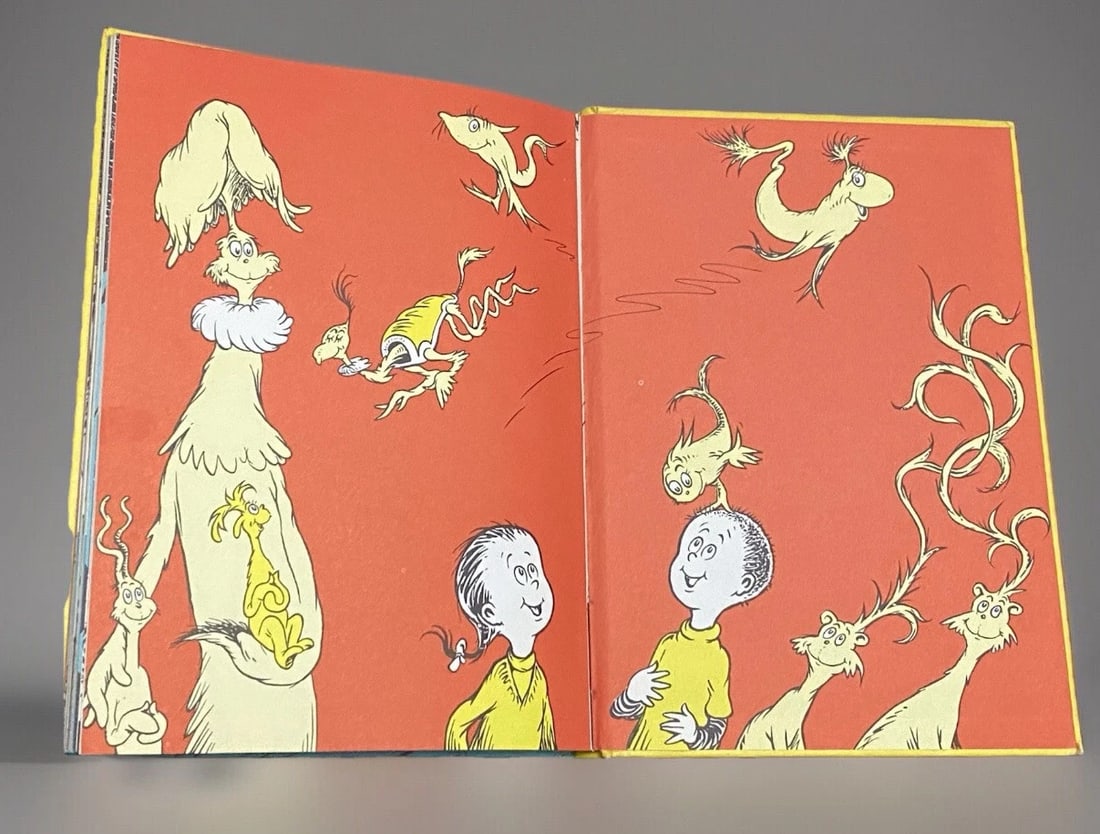 Dr Seuss One Fish Two Fish Red Fish Blue Fish 1960 HC Book Club Edition V Good - 11