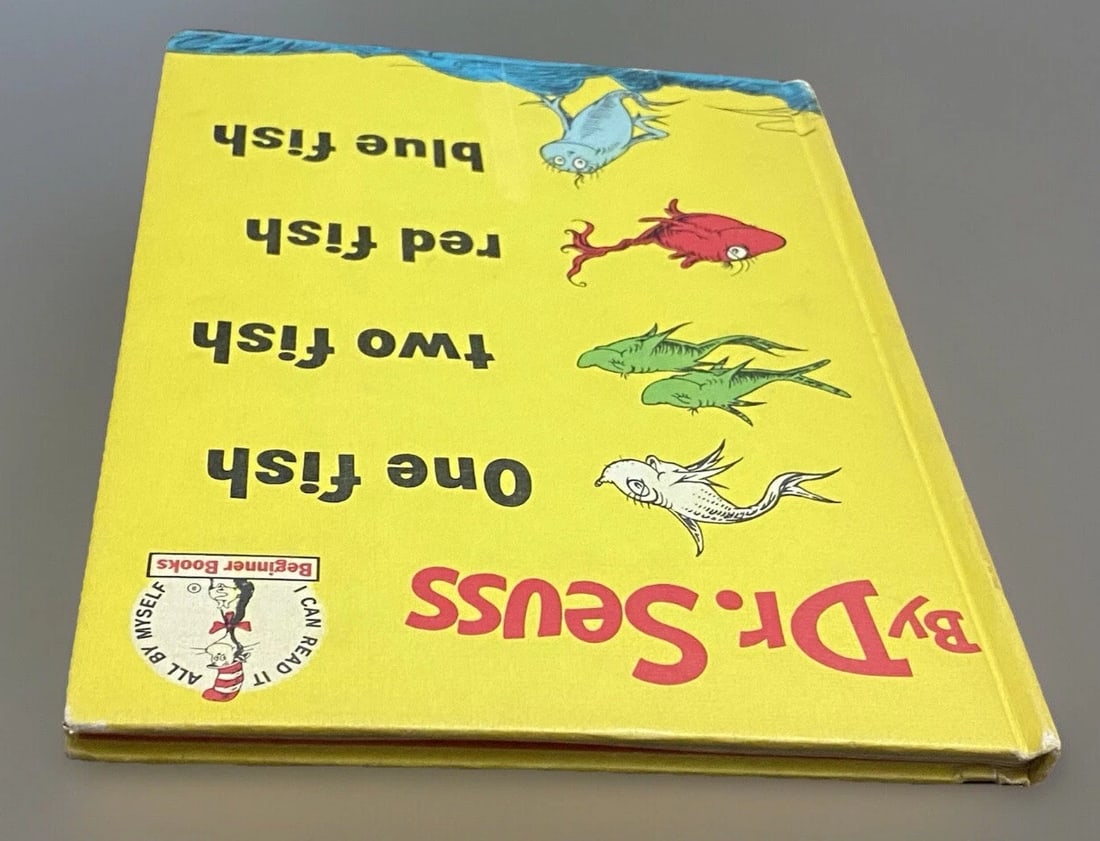 Dr Seuss One Fish Two Fish Red Fish Blue Fish 1960 HC Book Club Edition V Good - 12
