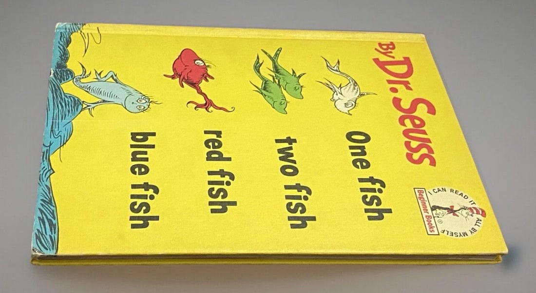Dr Seuss One Fish Two Fish Red Fish Blue Fish 1960 HC Book Club Edition V Good - 13