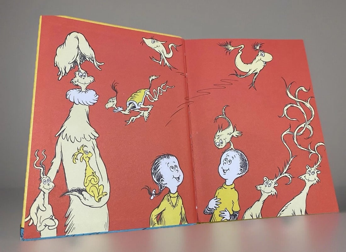 Dr Seuss One Fish Two Fish Red Fish Blue Fish 1960 HC Book Club Edition V Good - 5