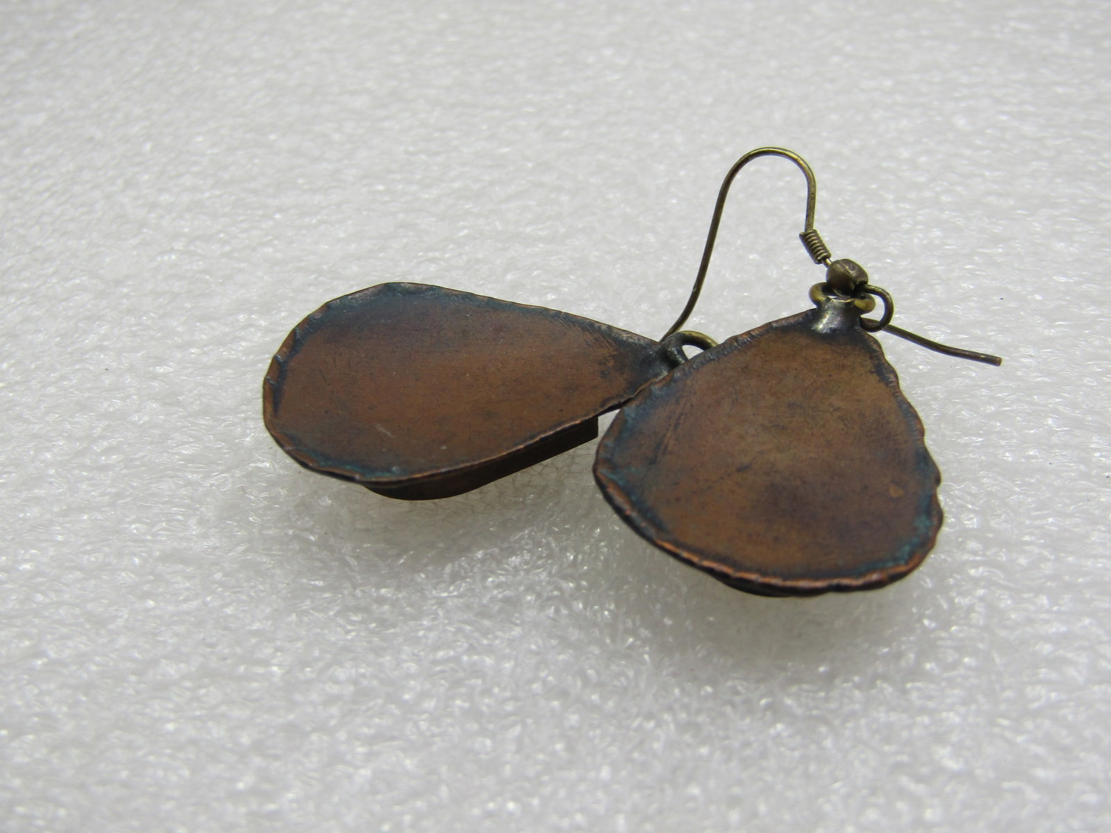 Vintage Copper & Brass Resin/Glitter Earrings, Hand Made Pierced - 7