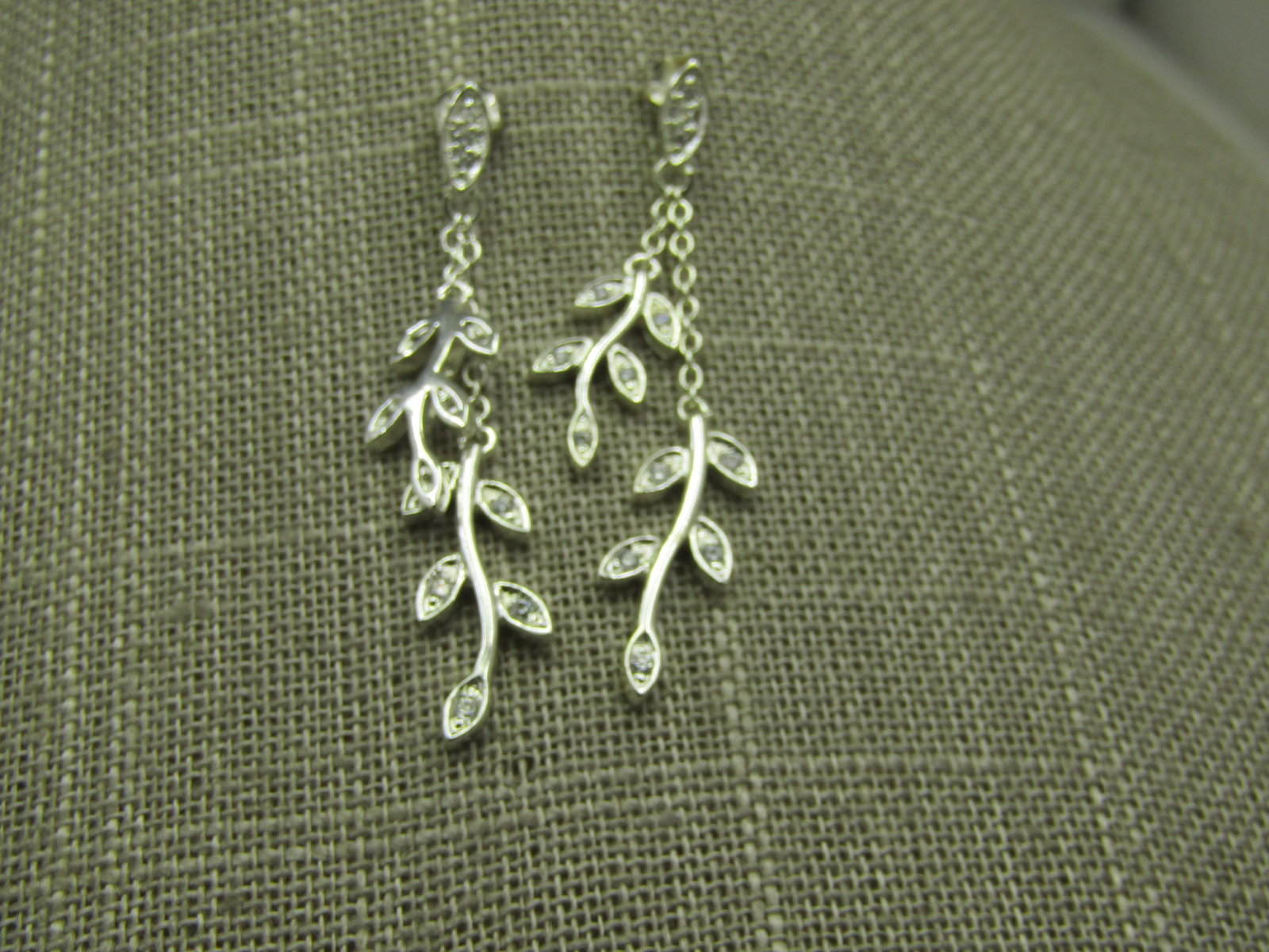 Sterling Dangling Leaf Earrings, Pierced, Double Strand, 2" - 3