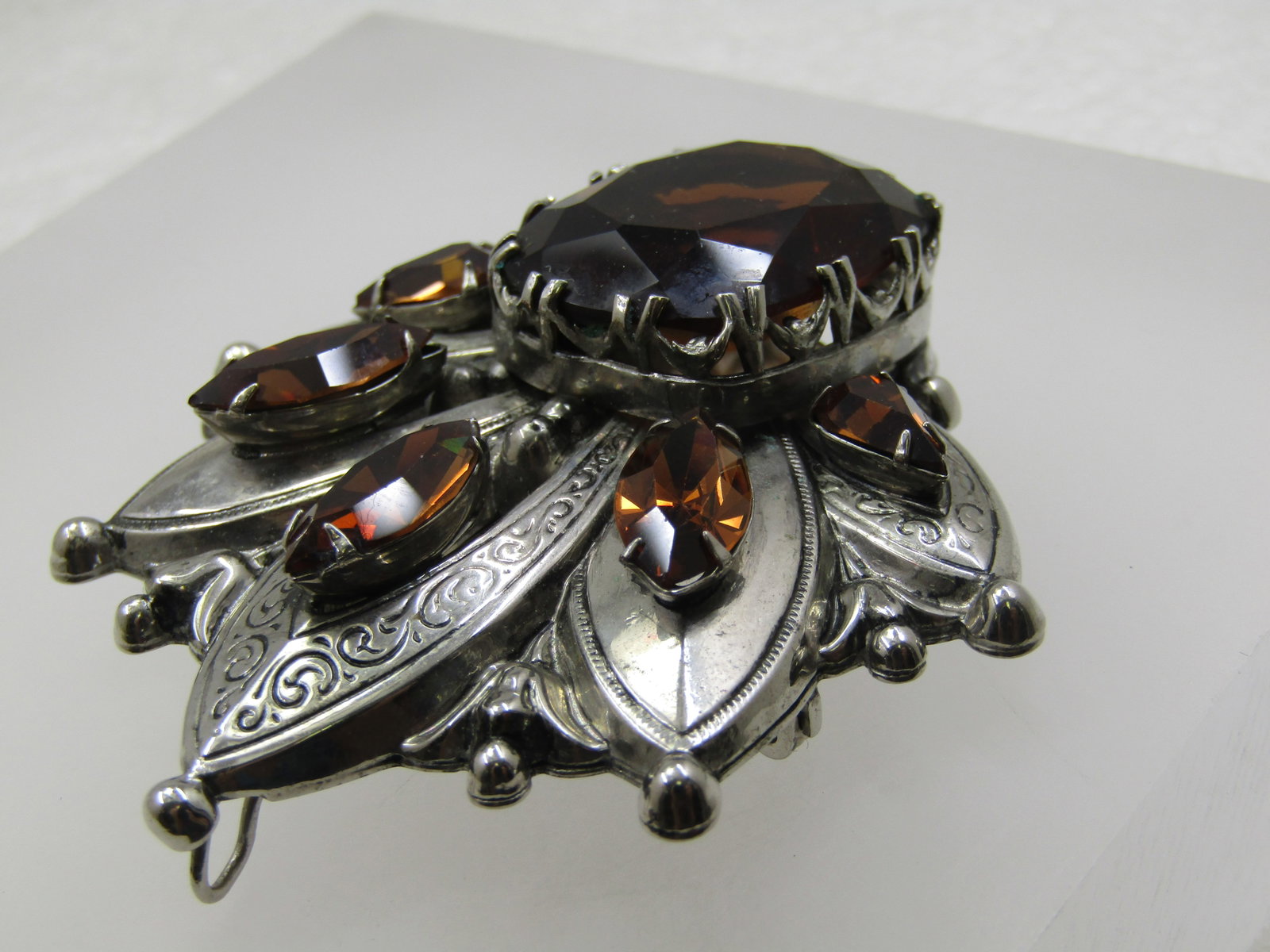Vintage Smoky Rhinestone Brooch & Earrings, Sarah Coventry. 1960's. - 3