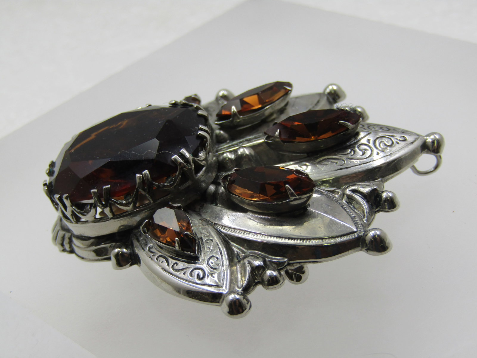 Vintage Smoky Rhinestone Brooch & Earrings, Sarah Coventry. 1960's. - 4