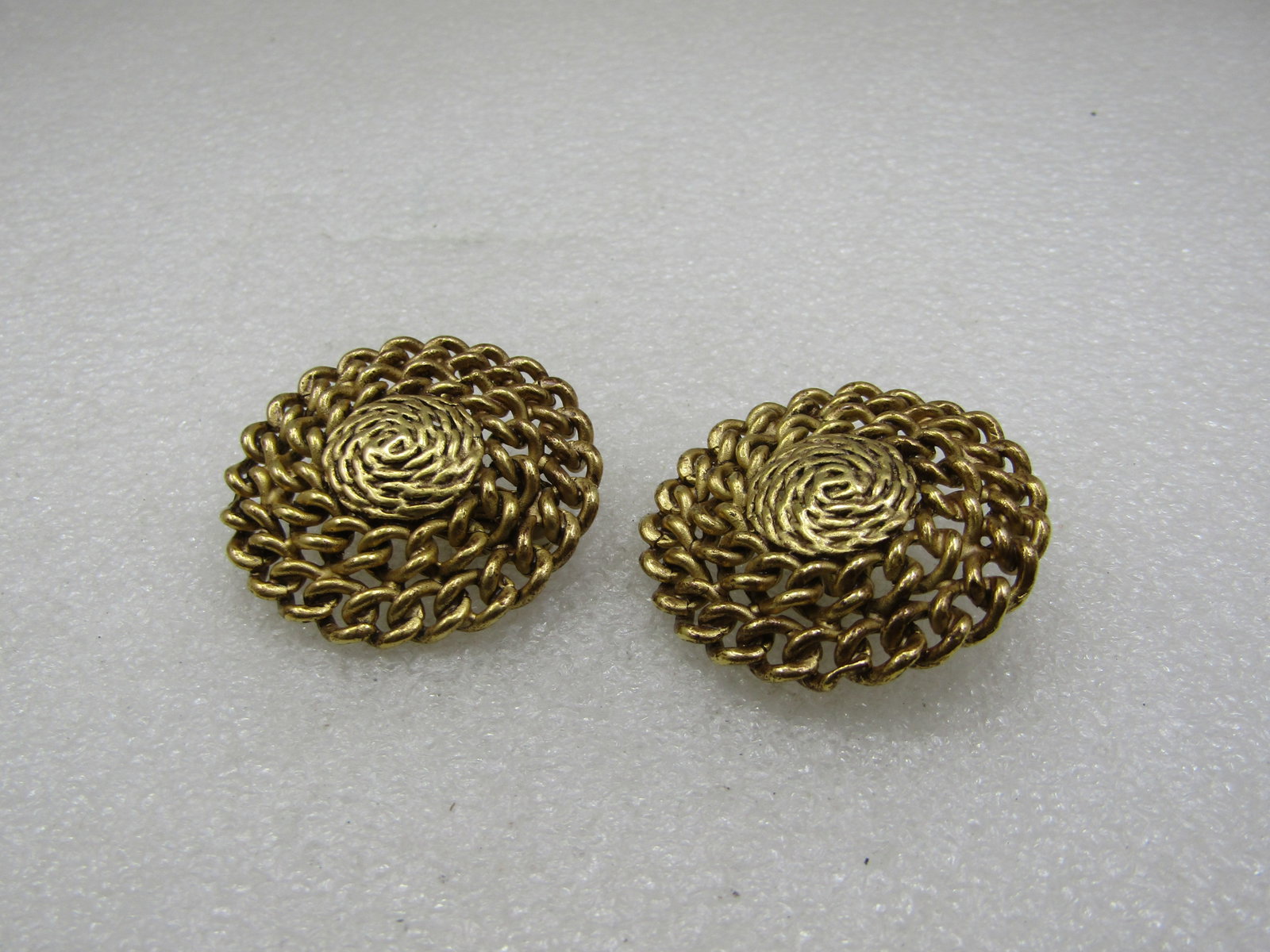 Vintage Curb Link Clip Earrings, 1980's, Gold Tone, 1.5" - 2