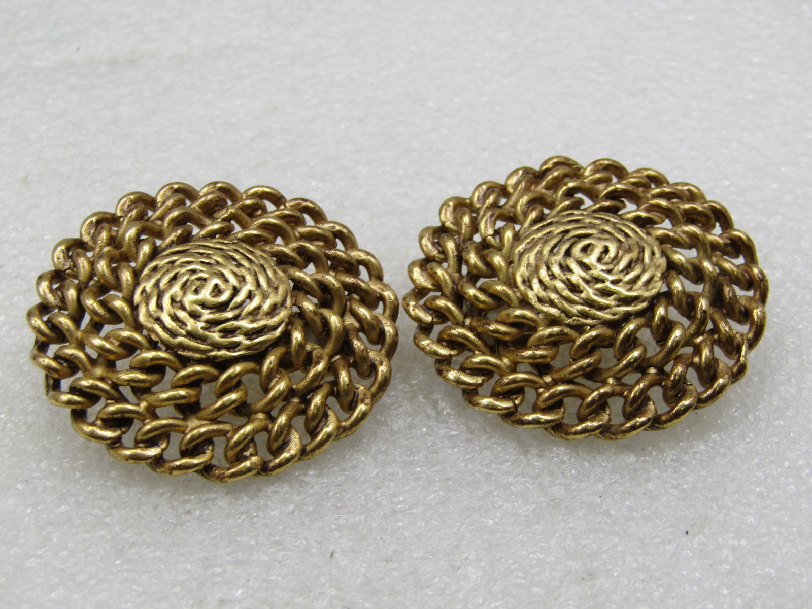 Vintage Curb Link Clip Earrings, 1980's, Gold Tone, 1.5" - 4