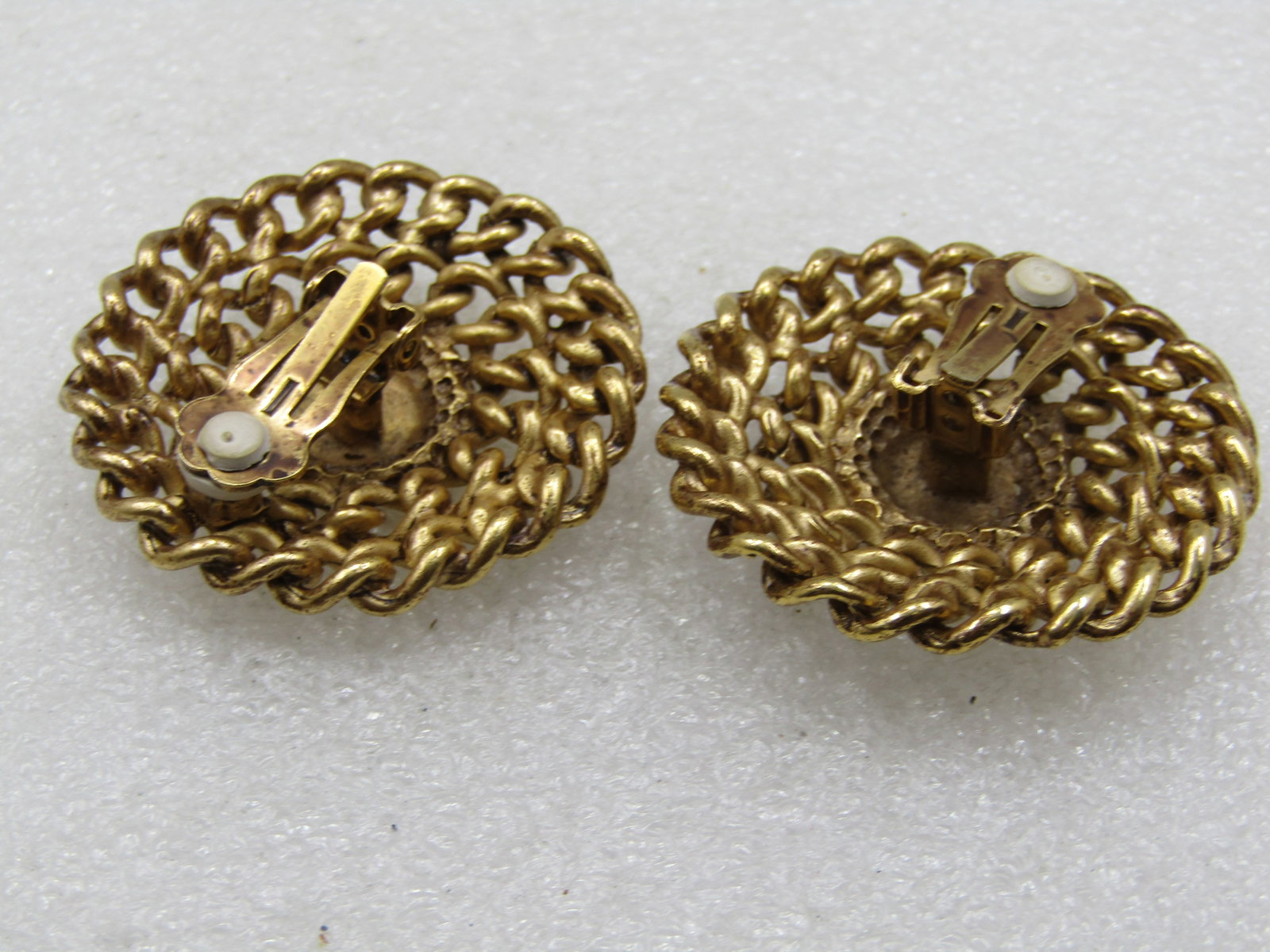 Vintage Curb Link Clip Earrings, 1980's, Gold Tone, 1.5" - 5