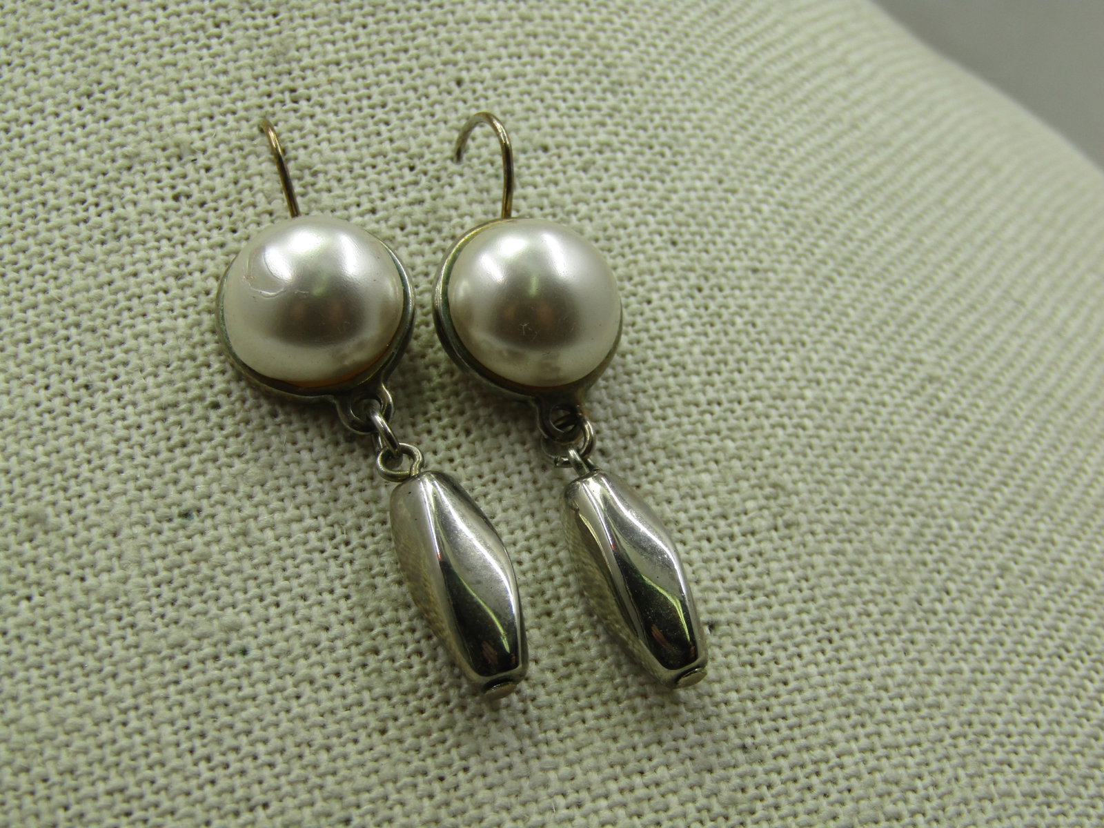 Vintage Faux Pearl Dangle Earrings, Pierced, 1980's - 2