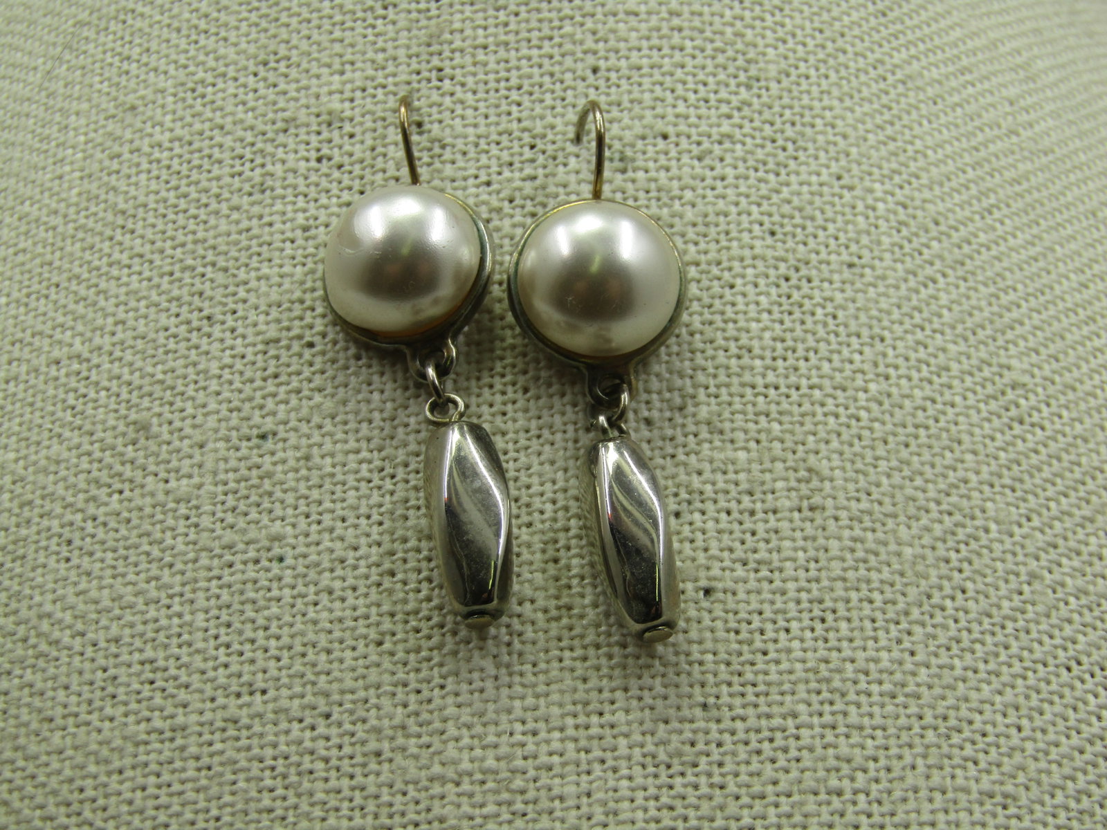 Vintage Faux Pearl Dangle Earrings, Pierced, 1980's - 3