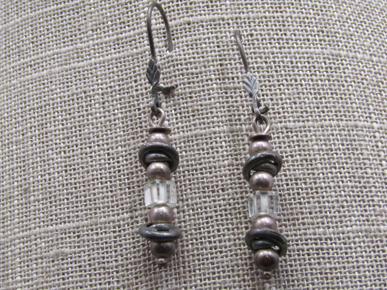 Vintage Sterling Dangle Beaded Earrings, Locking Hook Post, 1960's-1970's - 4