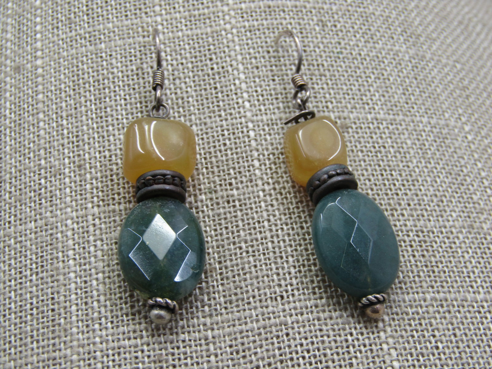 Sterling Southwestern Agate Earrings, Pierced, 2" - 4