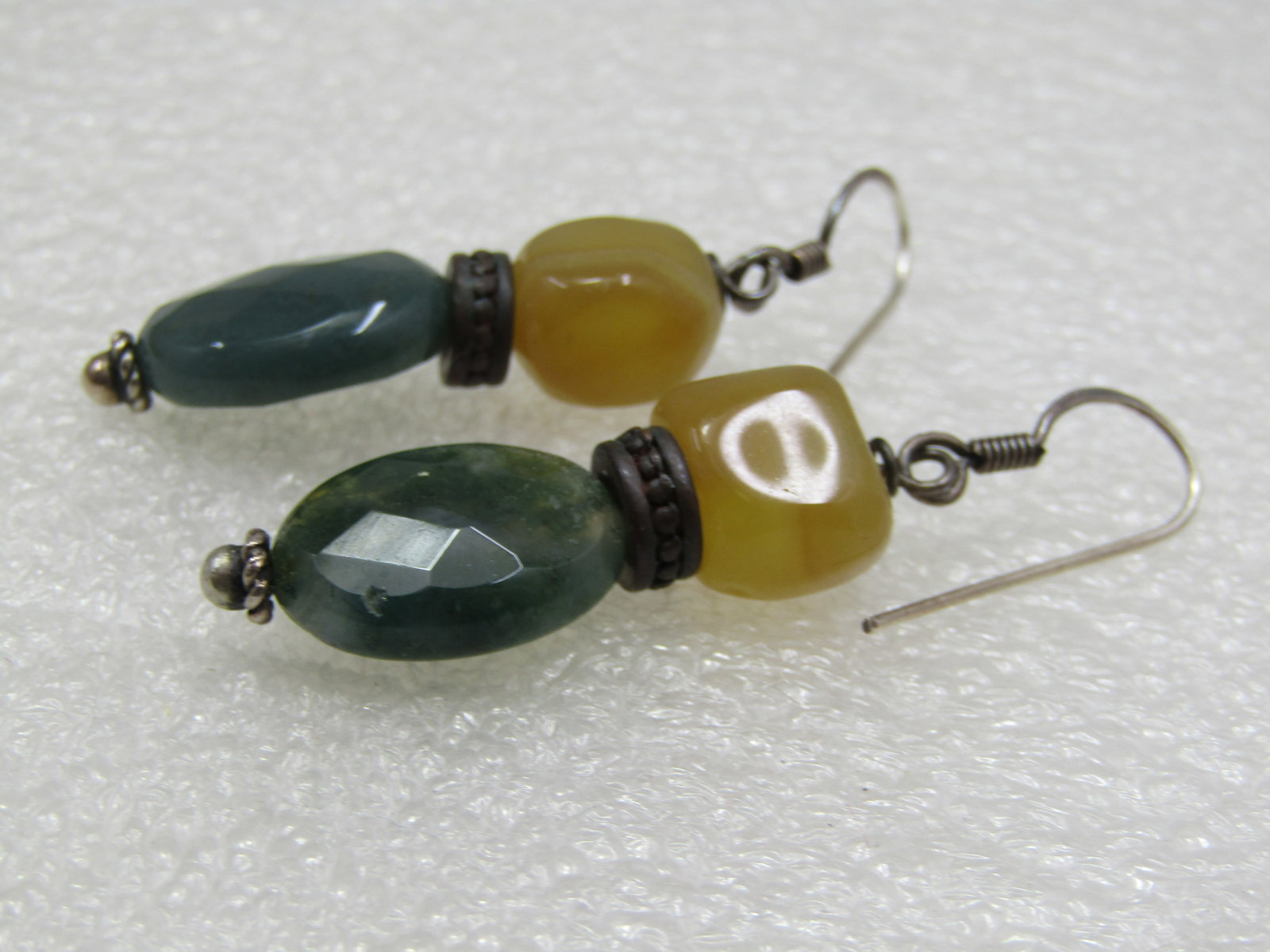 Sterling Southwestern Agate Earrings, Pierced, 2" - 5