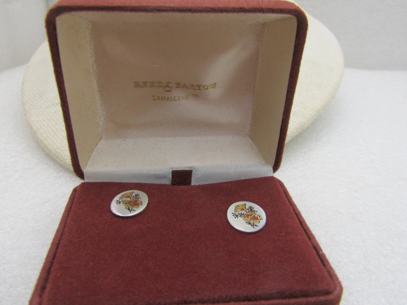 Vintage Reed & Barton Oval Floral Pierced Earrings, New Vintage in Box - 4