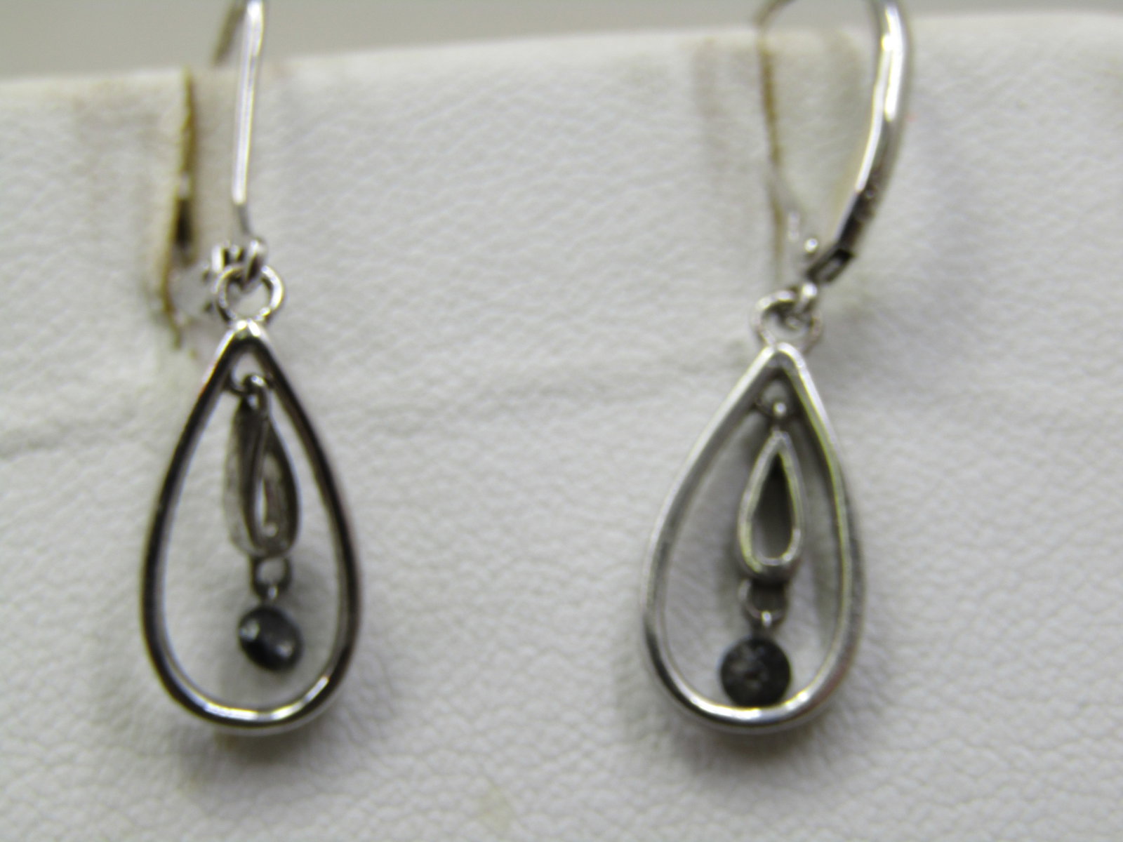 Vintage Stering Hoop with Drop Earrings, Pierced Leverback - 2