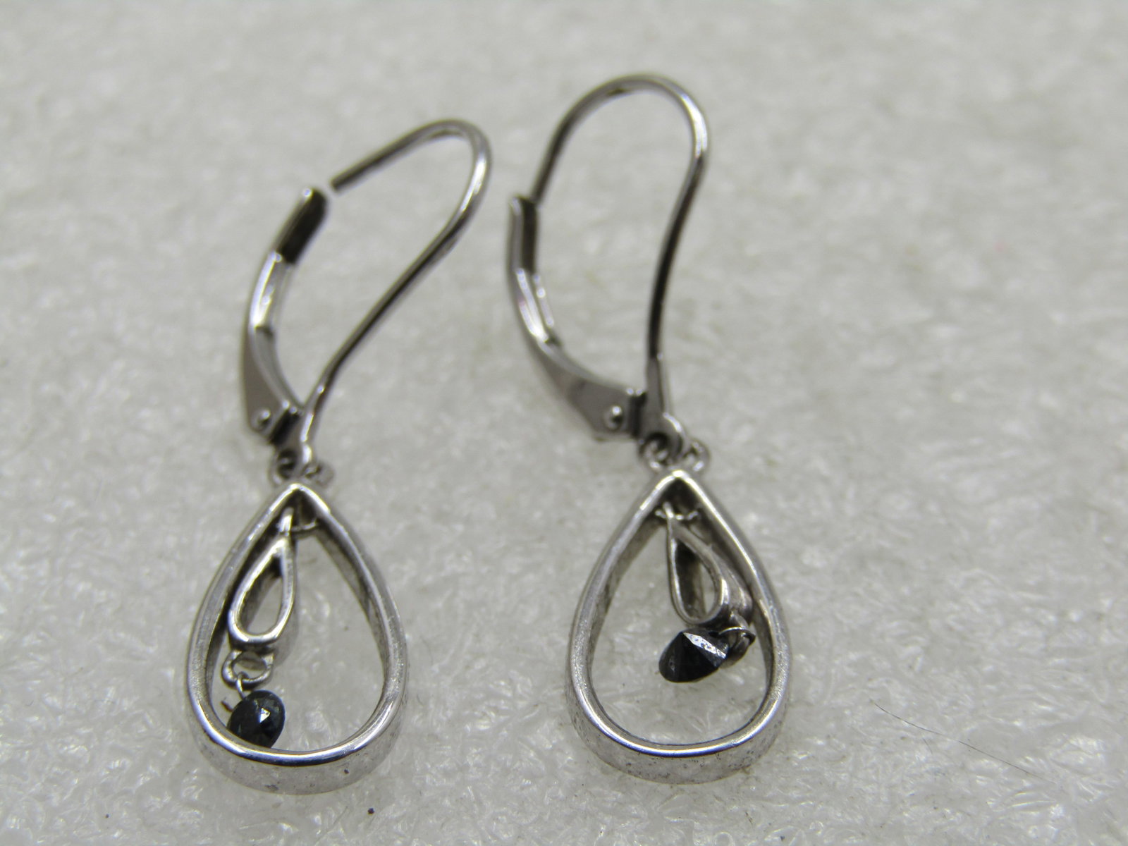 Vintage Stering Hoop with Drop Earrings, Pierced Leverback - 3