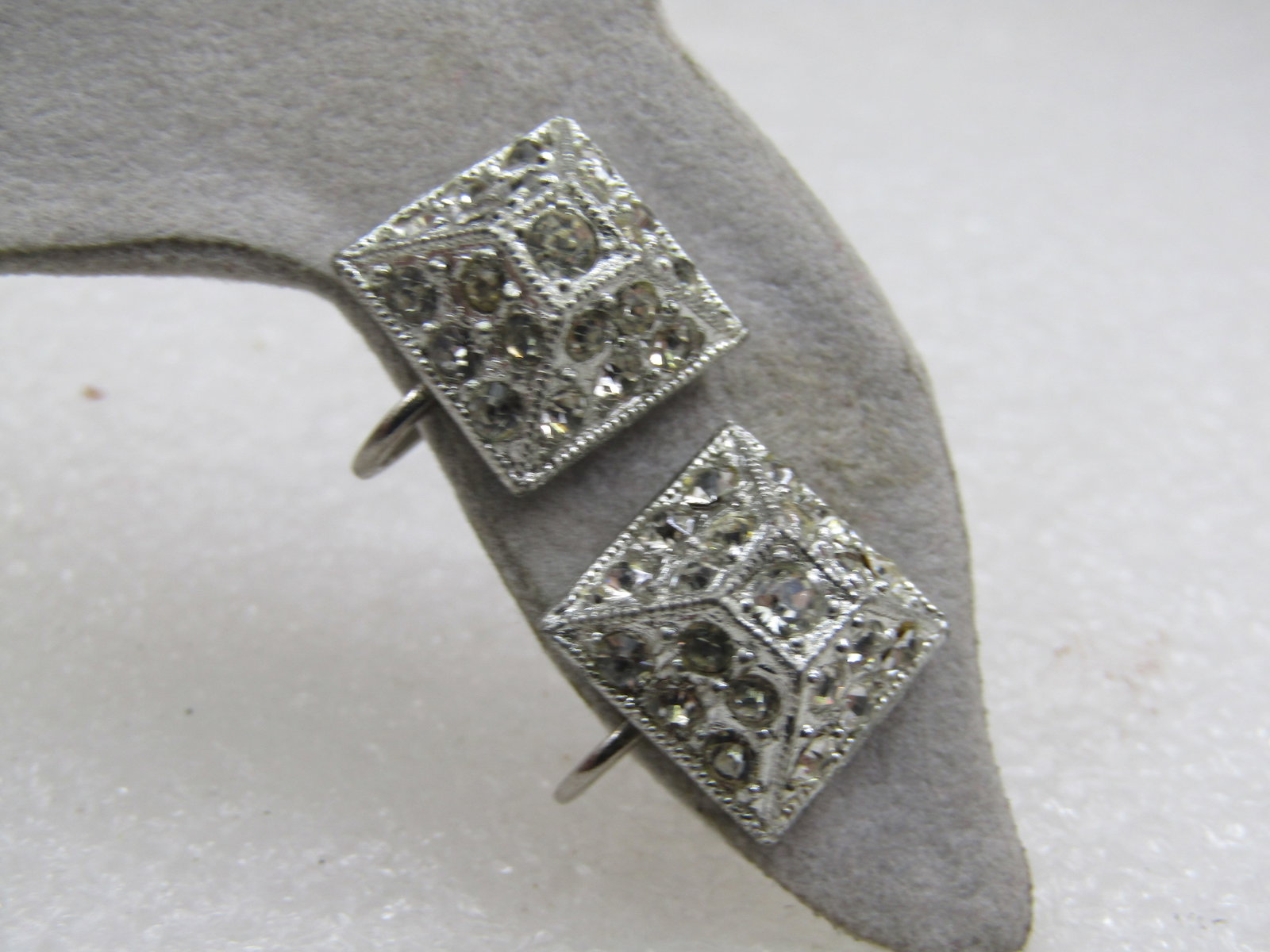 Vintage Rhinestone Pyramid Shaped Earrings, Screwbck, Mid-Century - 3