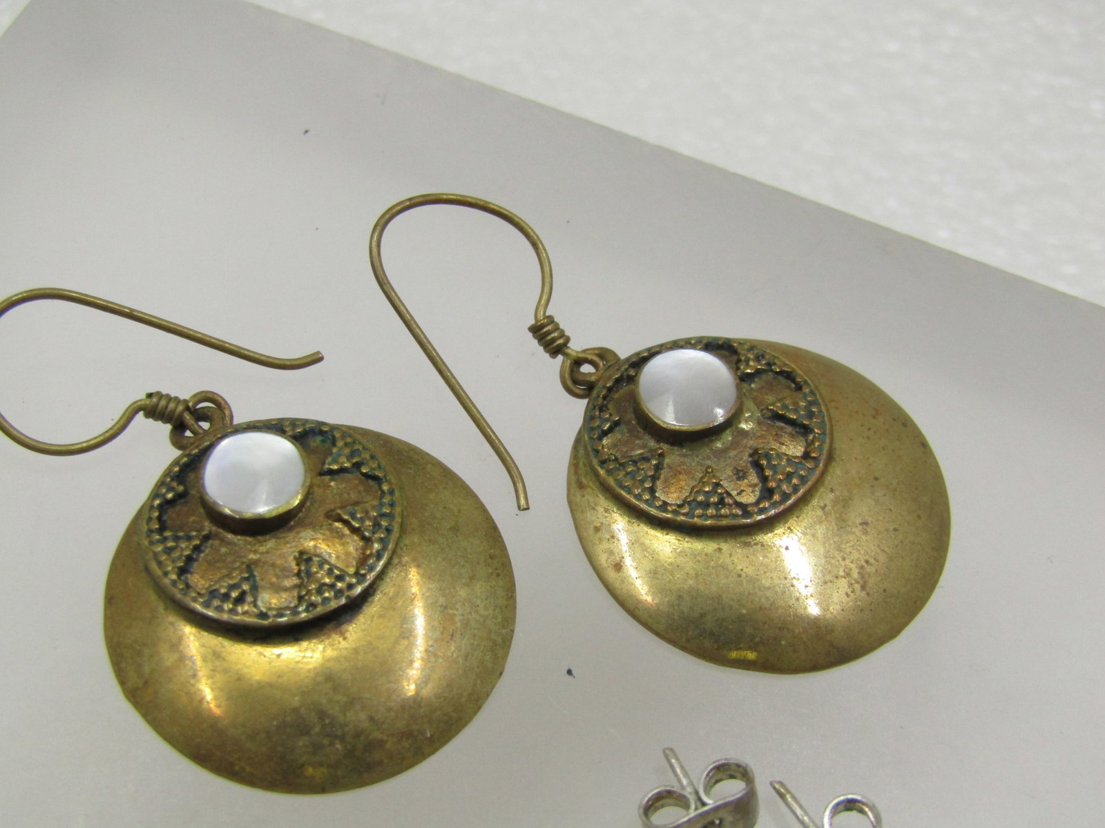 Vintage 3 Prs. Pierced Earrings, Stud, & Dangle, 1970's-1980's - 4