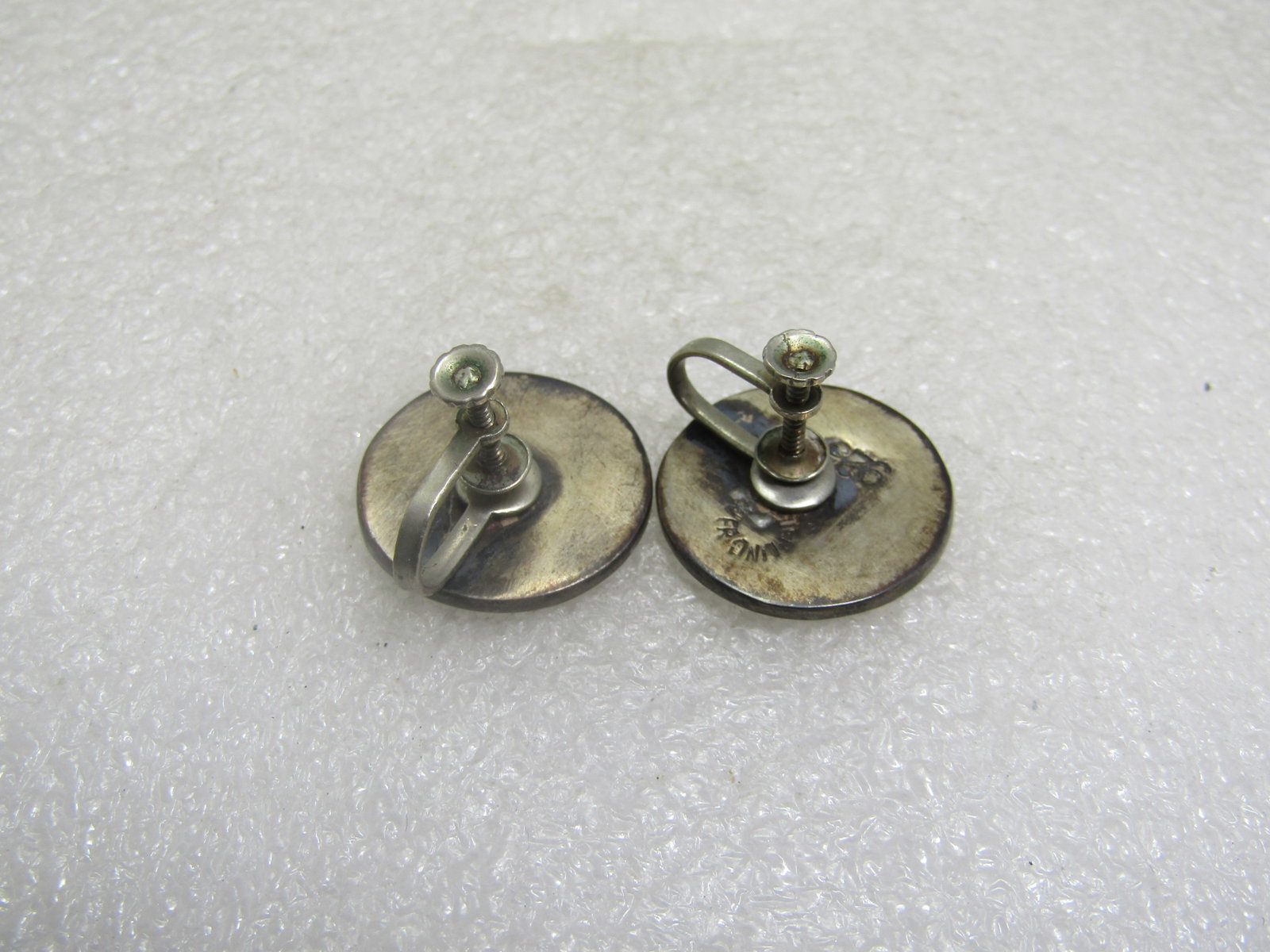 Vintage Sterling Mexican Abalone Cactus Earrings, Screwback, 1950's-1960's - 4