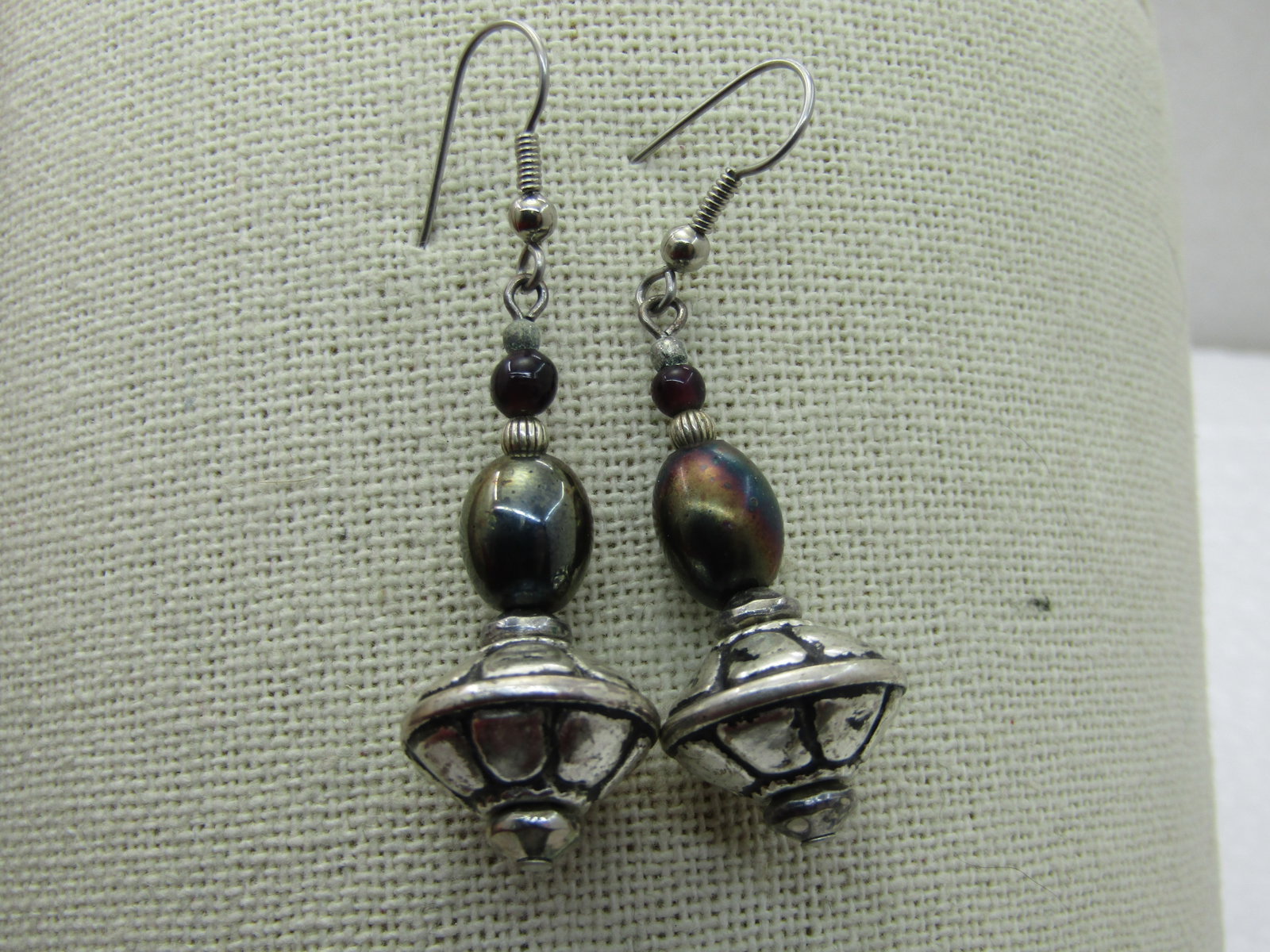 Southwestern Boho Themed Metallic & Silver Dangle Earrings, 2.25" - 4