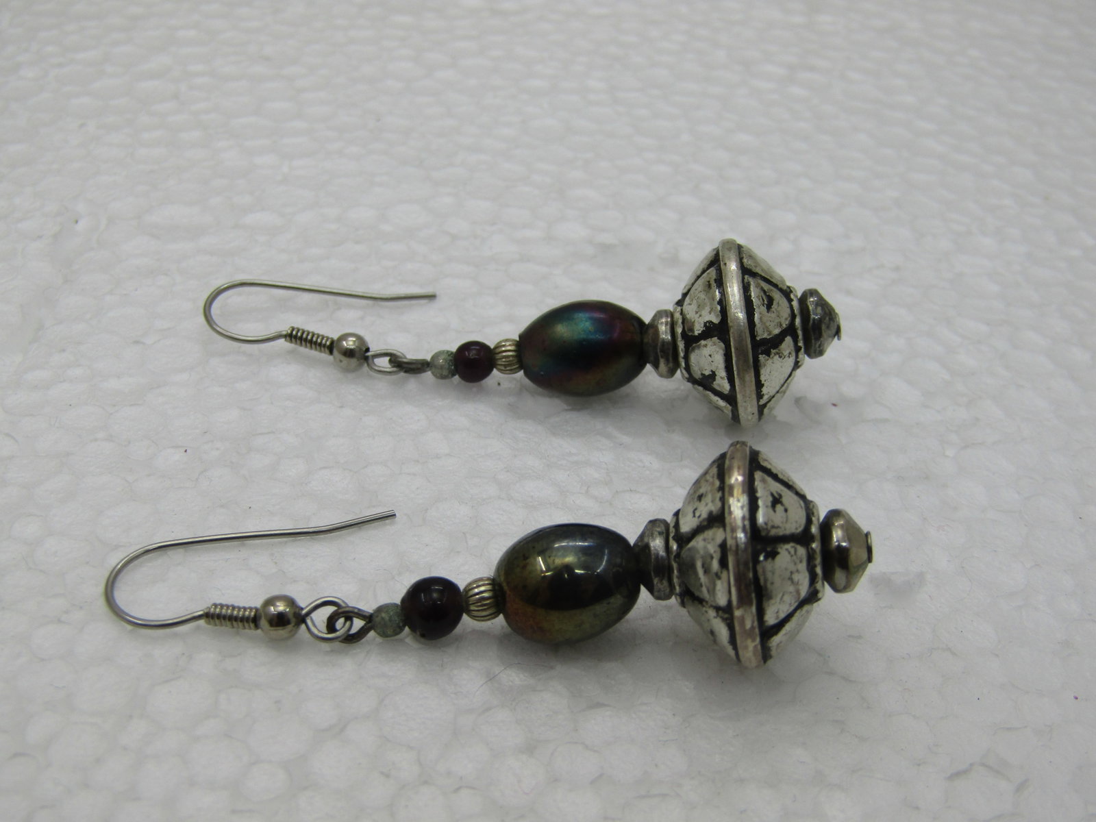 Southwestern Boho Themed Metallic & Silver Dangle Earrings, 2.25" - 5