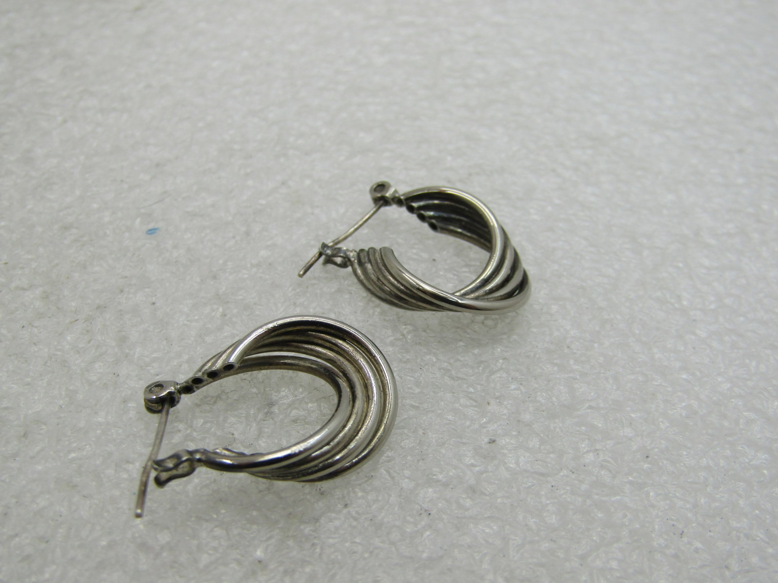 Vintage Triple Hoop Earrings, Sterling Post, 3/4" - 2