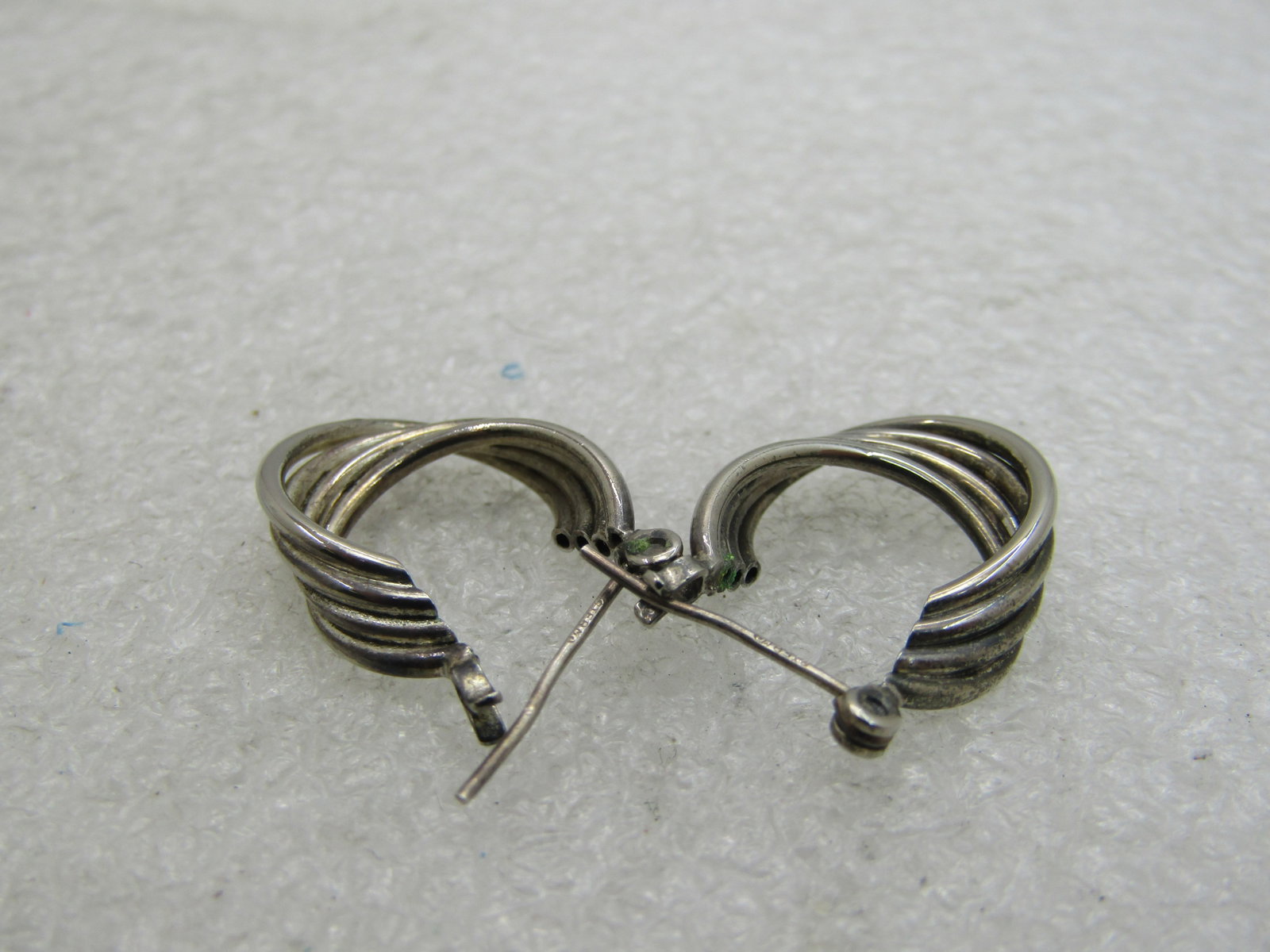 Vintage Triple Hoop Earrings, Sterling Post, 3/4" - 4