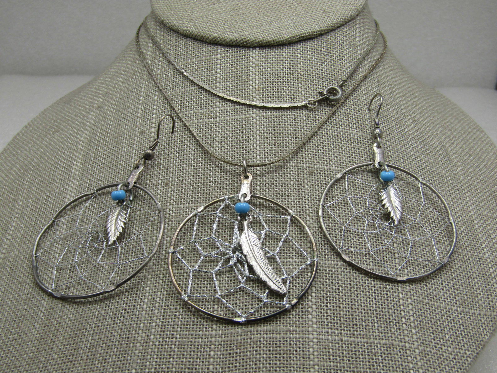 Vintage Southwestern Dreamcatcher Necklace & Earrings Set - 2