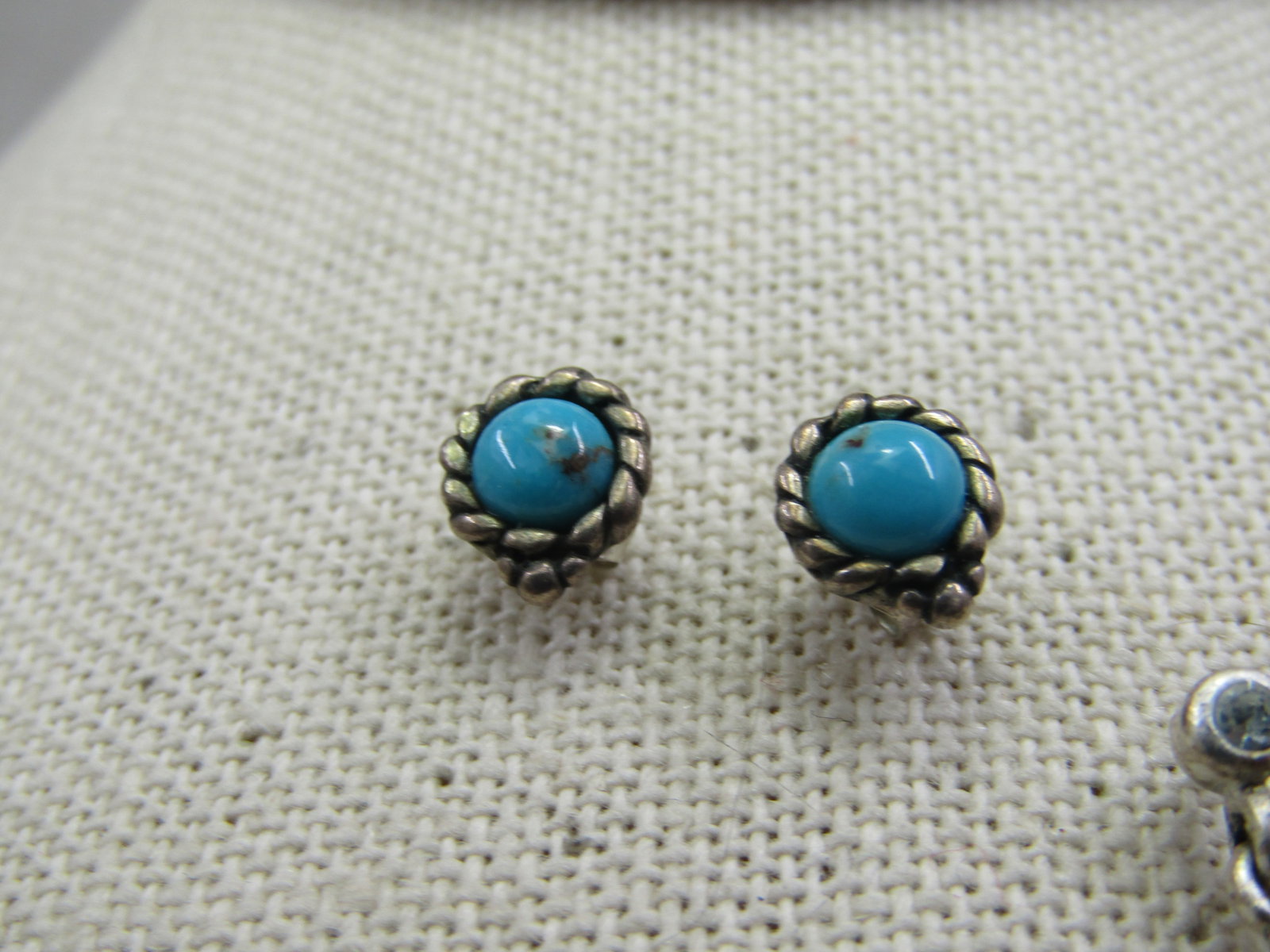 Vintage Sterling Turquoise Earrings & Faux Opal Earrings, Pierced - 2