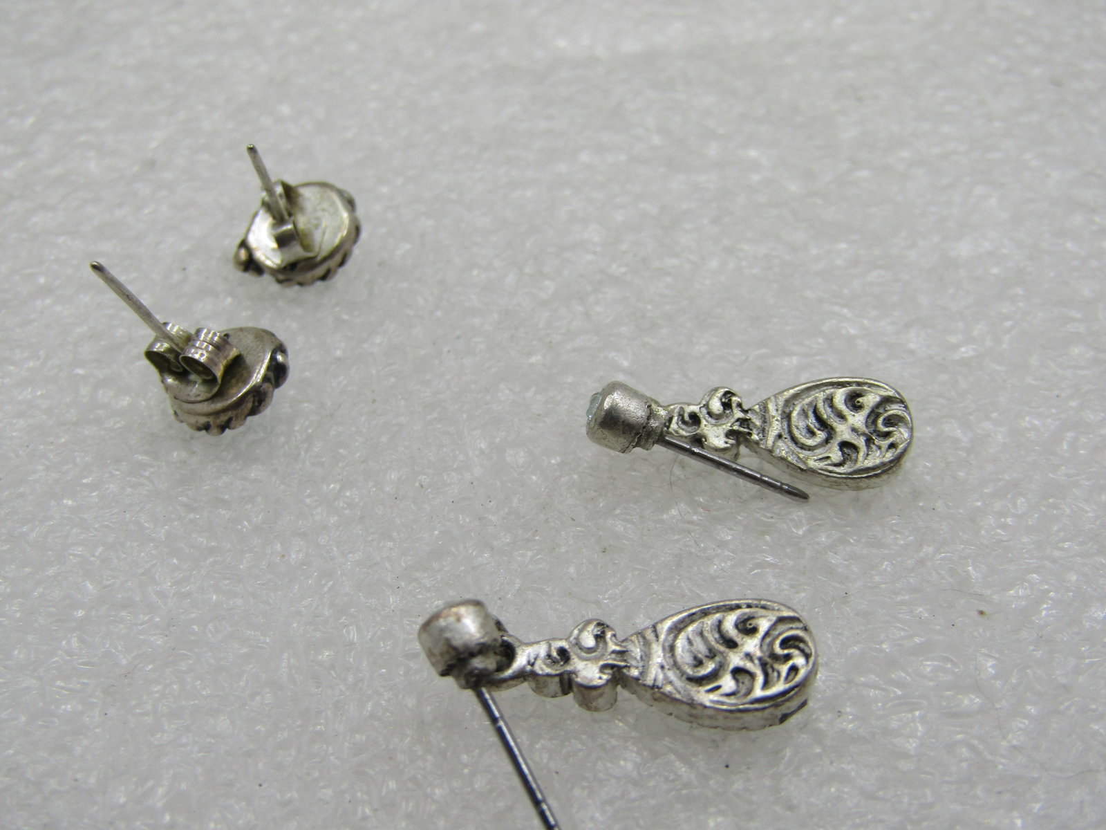 Vintage Sterling Turquoise Earrings & Faux Opal Earrings, Pierced - 6
