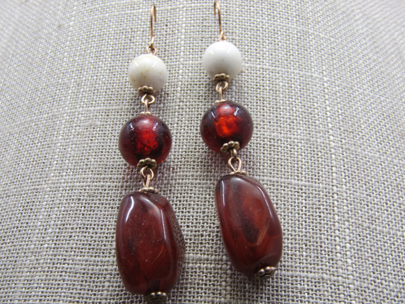 Vintage Erica Lyons Faux Amber Earrings, Pierced Drop - 4